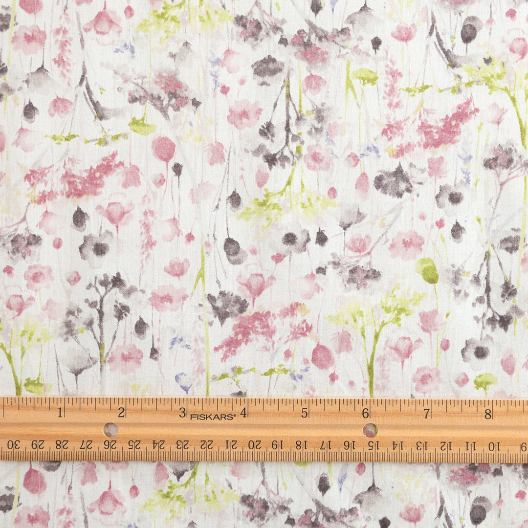 Japanese Cotton Watercolor Fuzzy Floral by Kokka – Soft, lightweight 100% cotton fabric for sewing blouses, dresses, and skirts.
