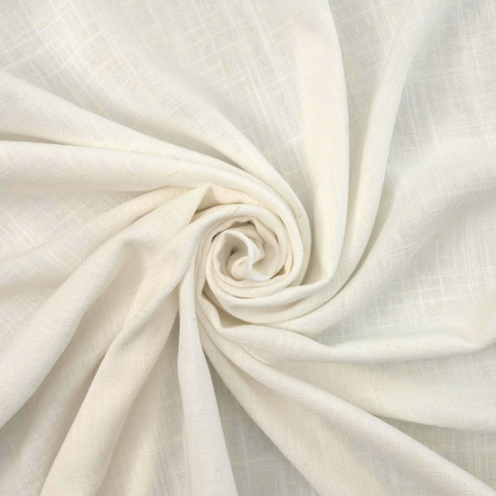 Linen and Rayon Blend fabric in pearl white with subtle texture, perfect for dresses, skirts, and blouses