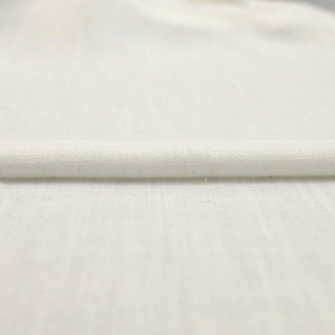 Linen and Rayon Blend fabric in pearl white with subtle texture, perfect for dresses, skirts, and blouses