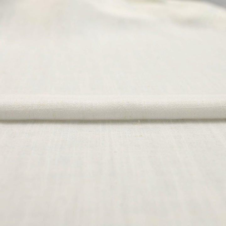 Linen and Rayon Blend fabric in pearl white with subtle texture, perfect for dresses, skirts, and blouses