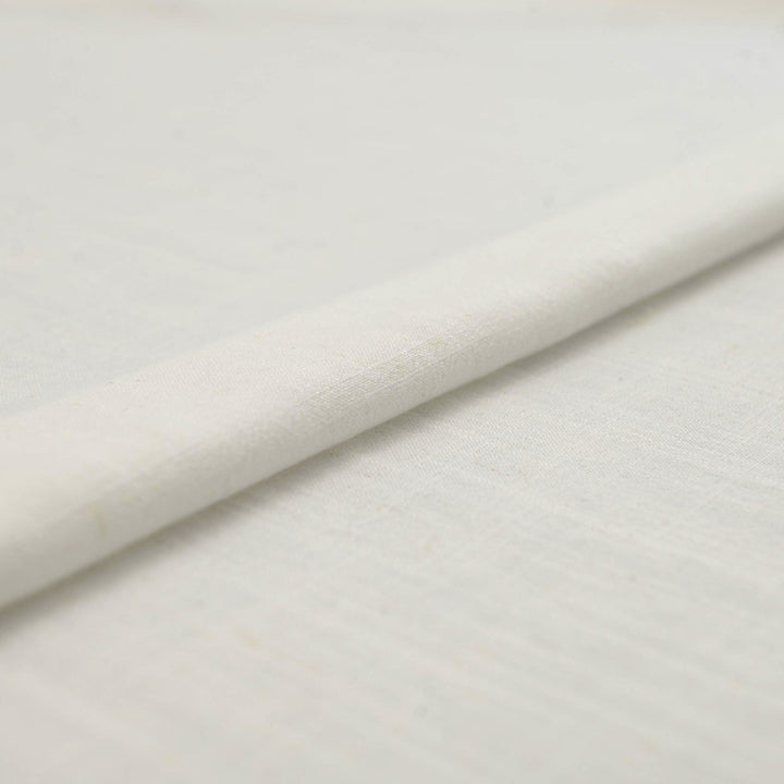 Linen and Rayon Blend fabric in pearl white with subtle texture, perfect for dresses, skirts, and blouses