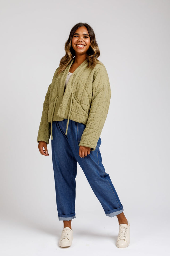 Megan Nielsen Hovea sewing pattern loose-fit drop shoulder jacket and coat with pockets and optional quilting