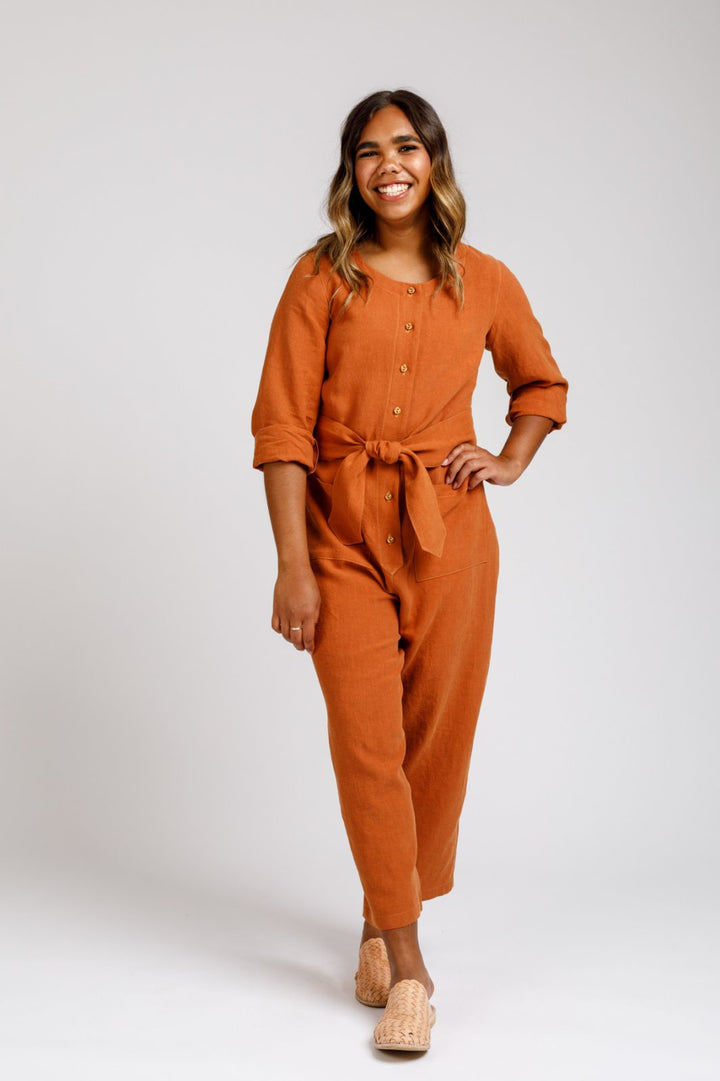 Megan Nielsen Durban sewing pattern mix-and-match jumpsuit and romper set with multiple neckline and leg options
