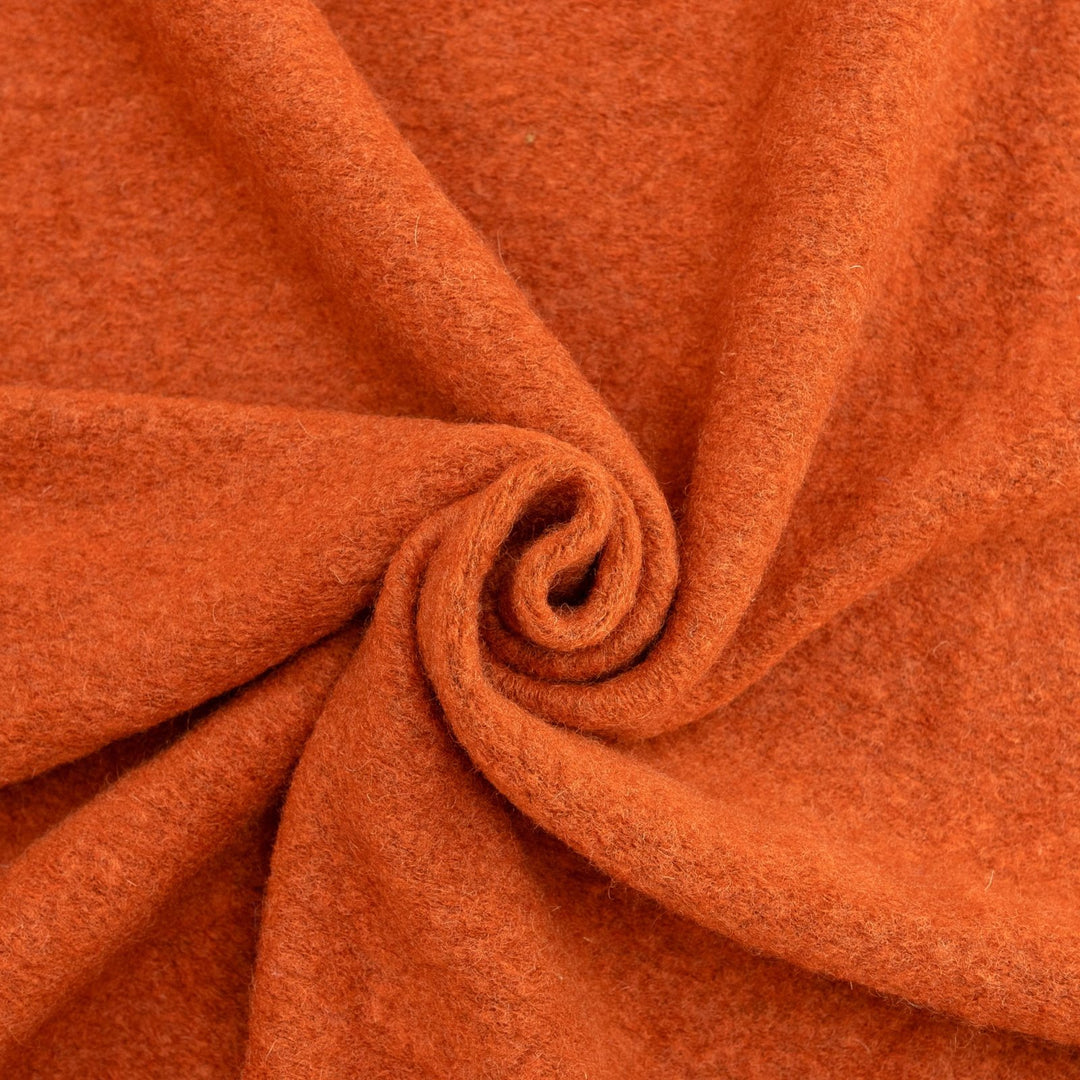 Boiled Wool Fabric in Chestnut - Italian Deadstock Wool Blend for Luxury Coats & Jackets