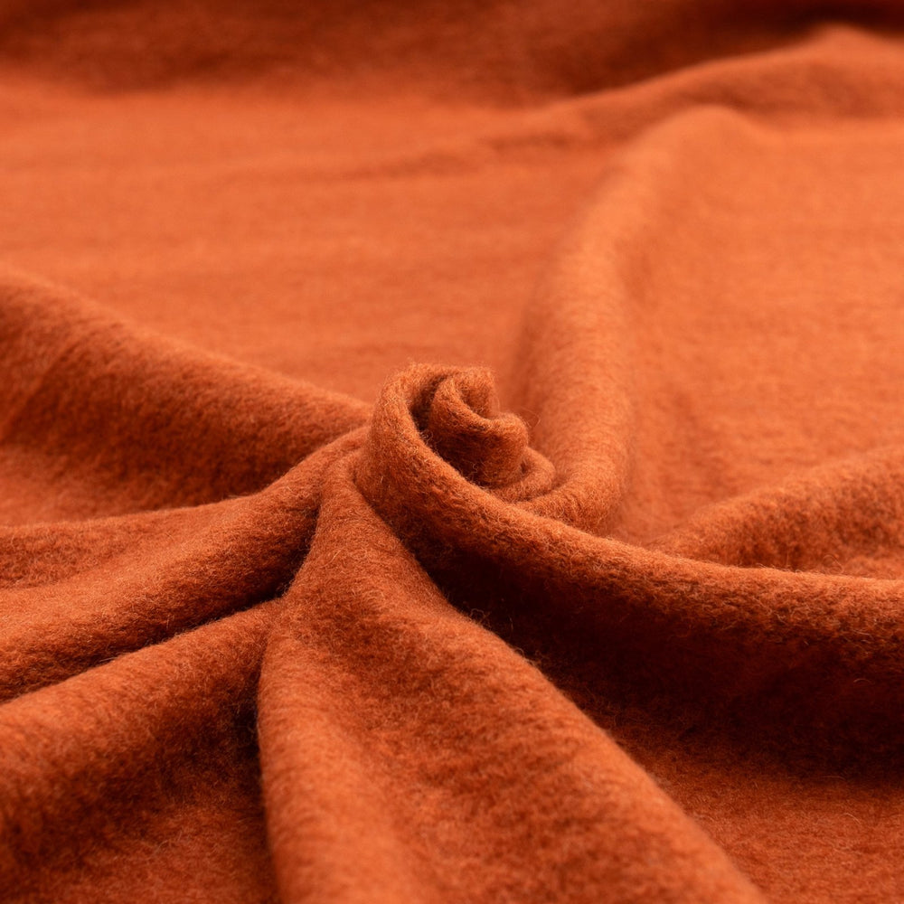 Boiled Wool Fabric in Chestnut - Italian Deadstock Wool Blend for Luxury Coats & Jackets
