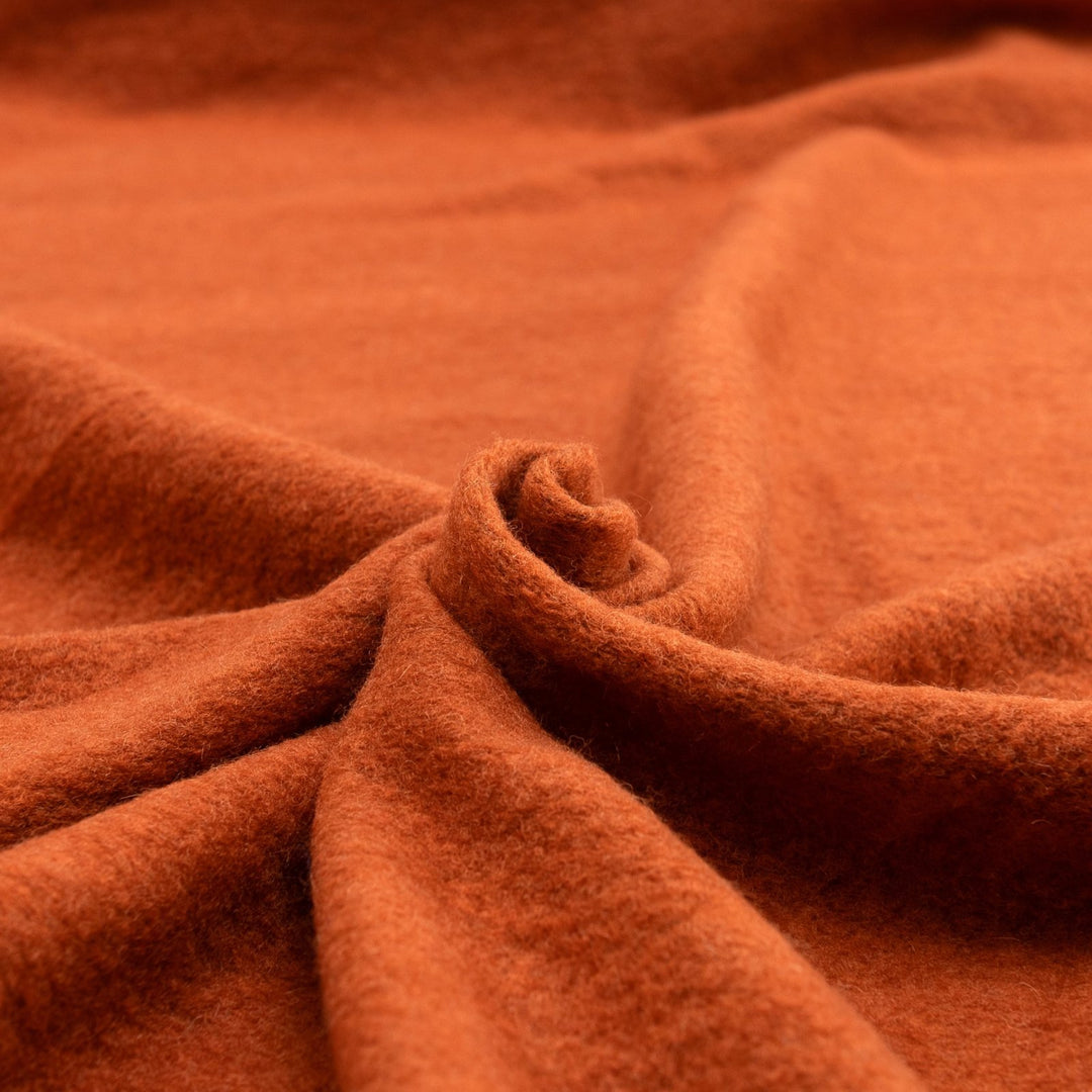 Boiled Wool Fabric in Chestnut - Italian Deadstock Wool Blend for Luxury Coats & Jackets
