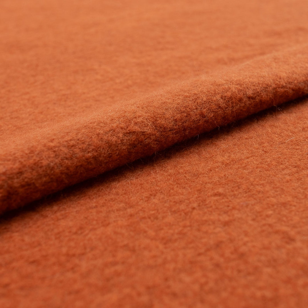 Boiled Wool Fabric in Chestnut - Italian Deadstock Wool Blend for Luxury Coats & Jackets