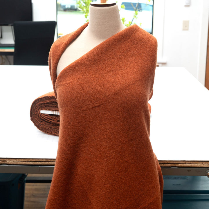 Boiled Wool Fabric in Chestnut - Italian Deadstock Wool Blend for Luxury Coats & Jackets