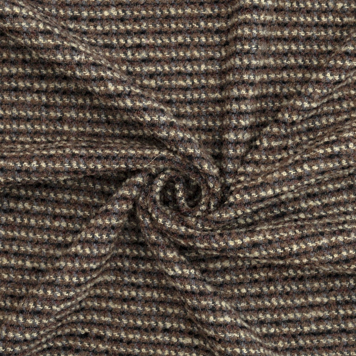 Brown Wool Bouclé Fabric - Textured Deadstock Wool for Luxury Coats & Jackets