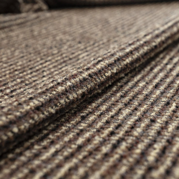 Brown Wool Bouclé Fabric - Textured Deadstock Wool for Luxury Coats & Jackets