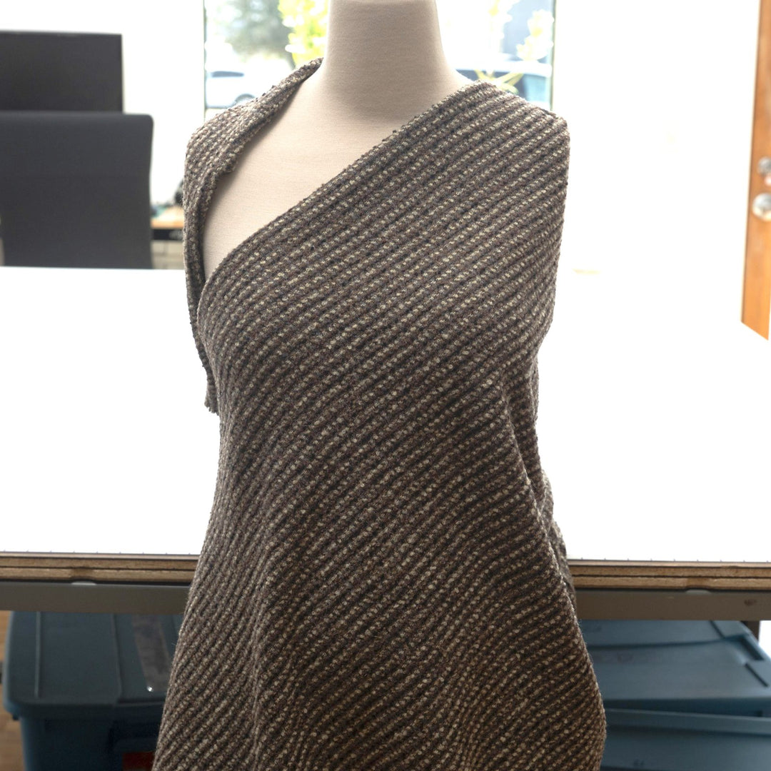 Brown Wool Bouclé Fabric - Textured Deadstock Wool for Luxury Coats & Jackets