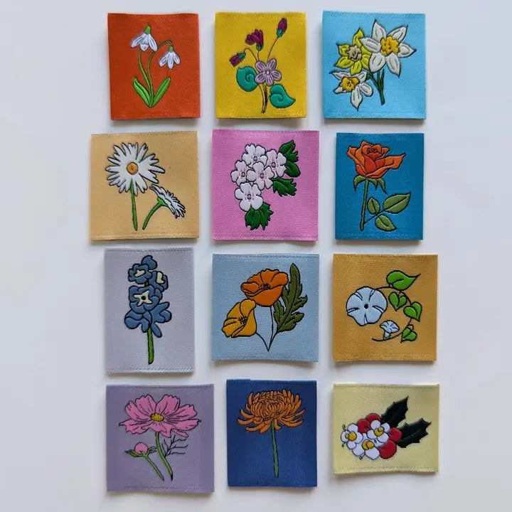Birth Month Flowers Sew-In Labels - 12 Pack