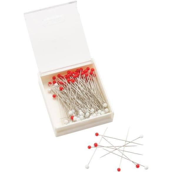 Clover Glass Head Silk Pins - Box of 100 for Delicate Fabrics with Heat-Resistant Glass Heads