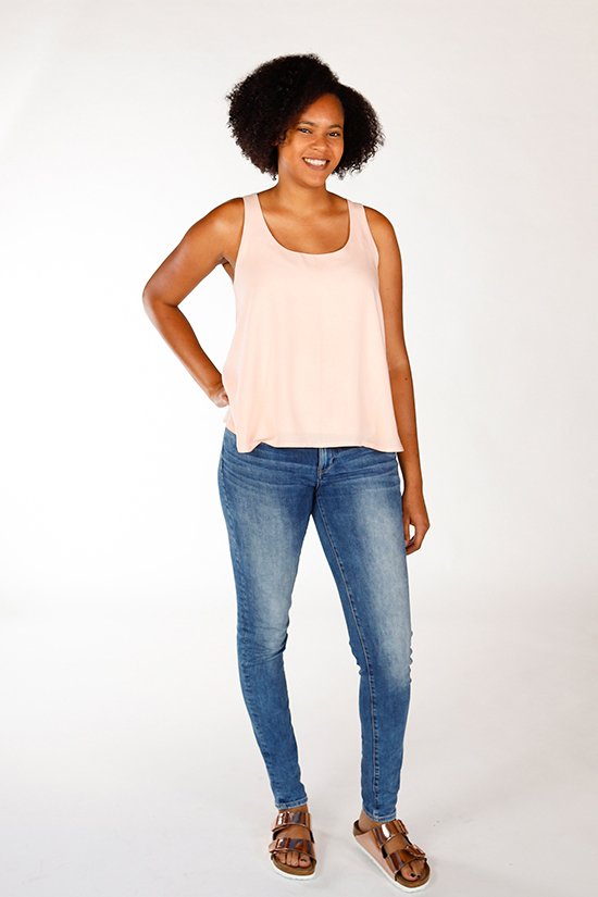 Allie Olson Elio Top sewing pattern with faux wrap silhouette and sleeve length options