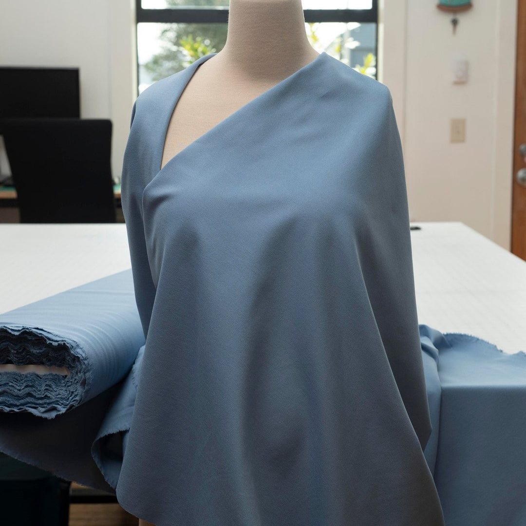 Sky Blue Ponte Knit - Smooth Rayon Blend Fabric for Tailoring
