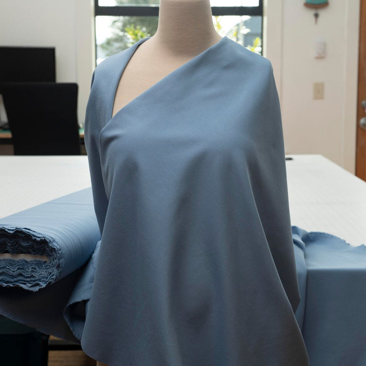 Sky Blue Ponte Knit - Smooth Rayon Blend Fabric for Tailoring