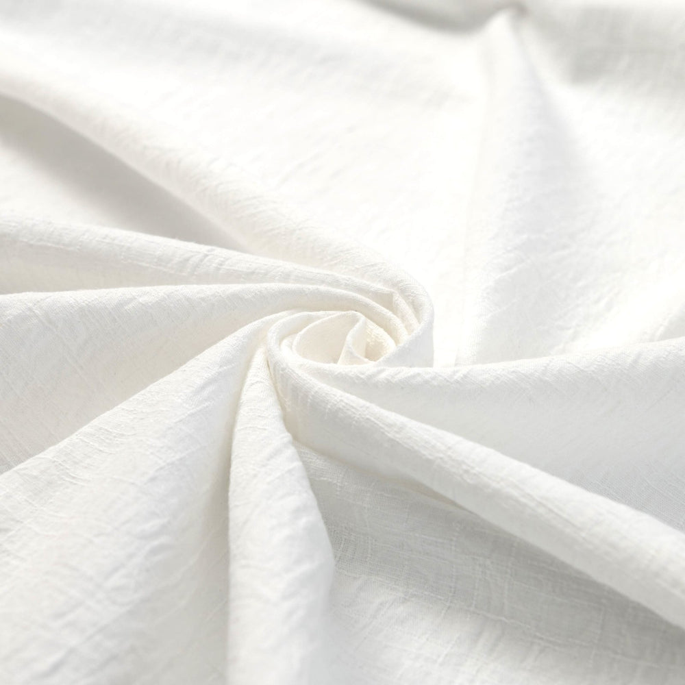 Japanese Cotton Wrinkled Dobby in White fabric with textured crumpled weave