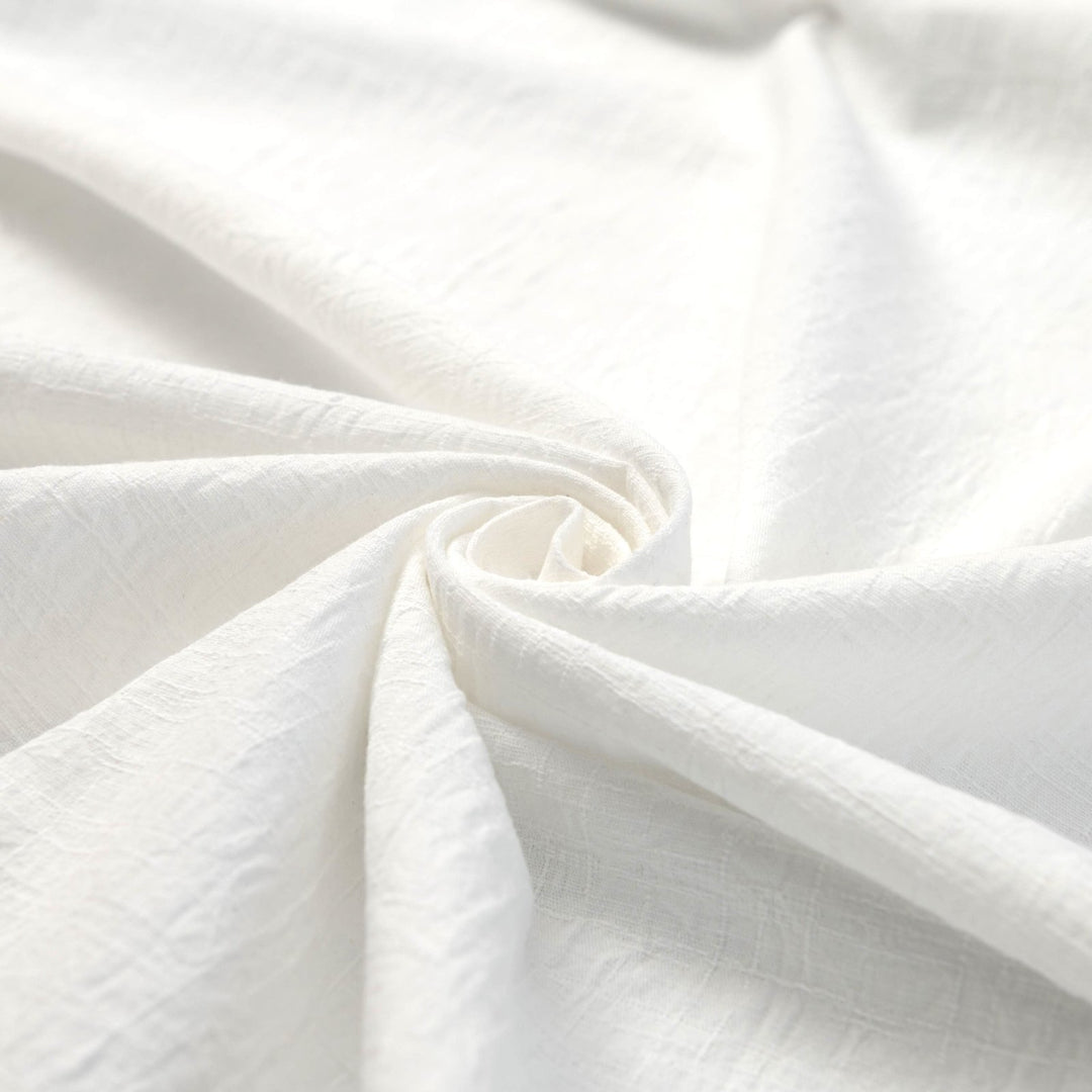 Japanese Cotton Wrinkled Dobby in White fabric with textured crumpled weave