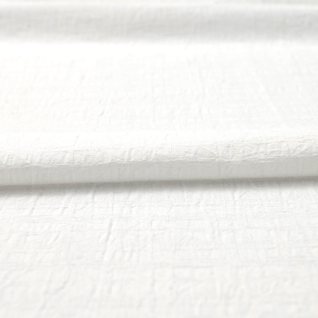 Japanese Cotton Wrinkled Dobby in White fabric with textured crumpled weave