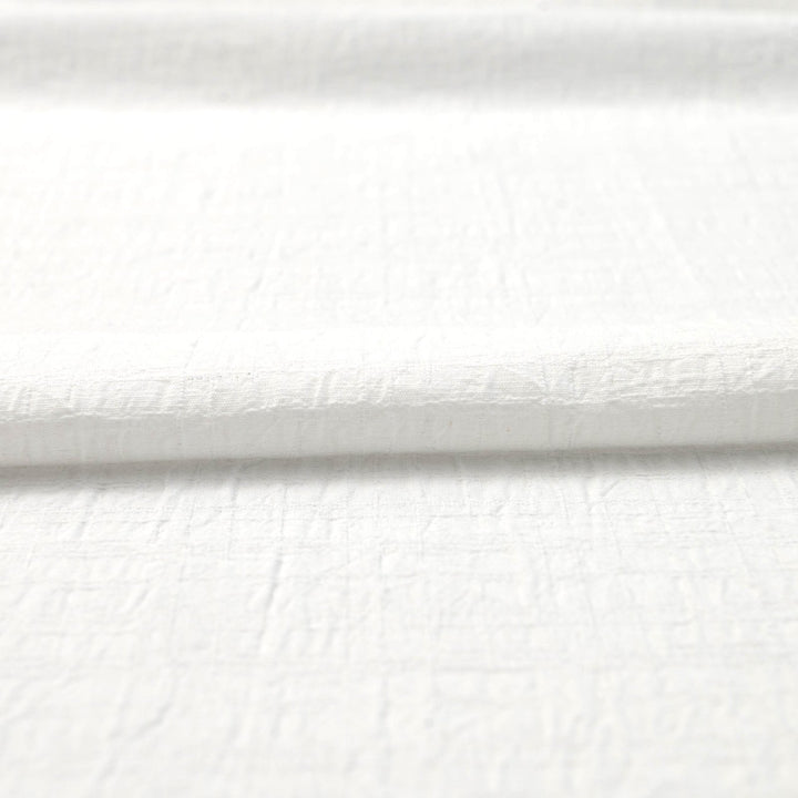 Japanese Cotton Wrinkled Dobby in White fabric with textured crumpled weave