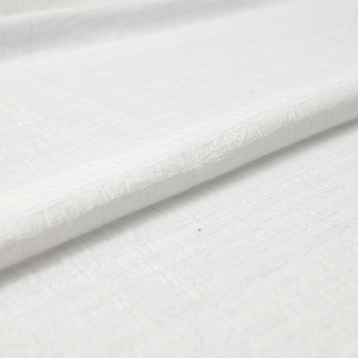 Japanese Cotton Wrinkled Dobby in White fabric with textured crumpled weave