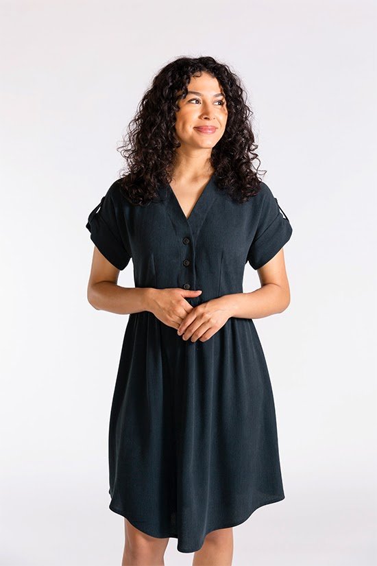 Chalk & Notch Fringe Dress & Blouse sewing pattern with button-up and pull-over options and interchangeable sleeves