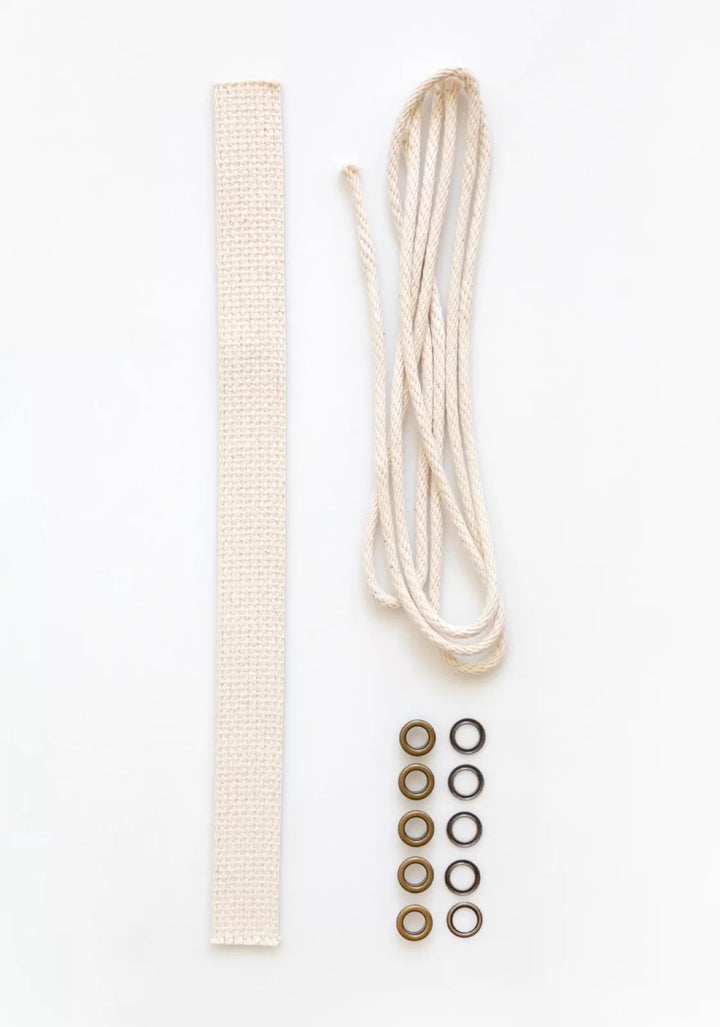 Grainline Studio Field Bag Notions Kit with grommets, cotton cord, and leather handle for DIY sewing