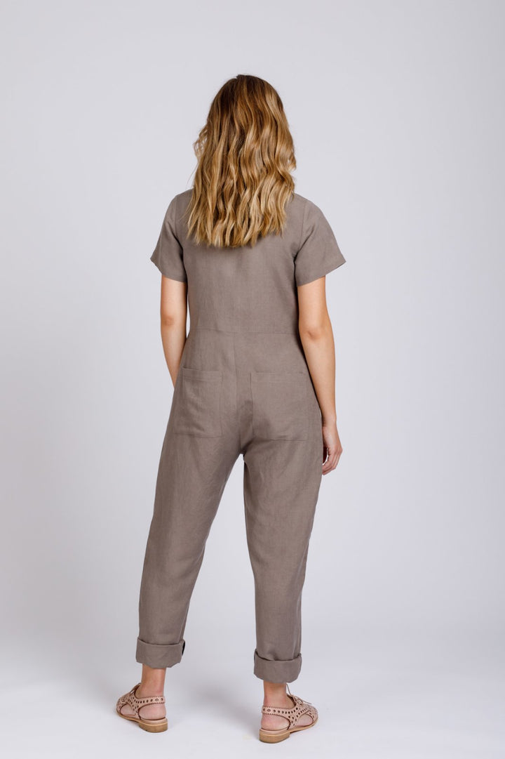 Megan Nielsen Durban sewing pattern mix-and-match jumpsuit and romper set with multiple neckline and leg options