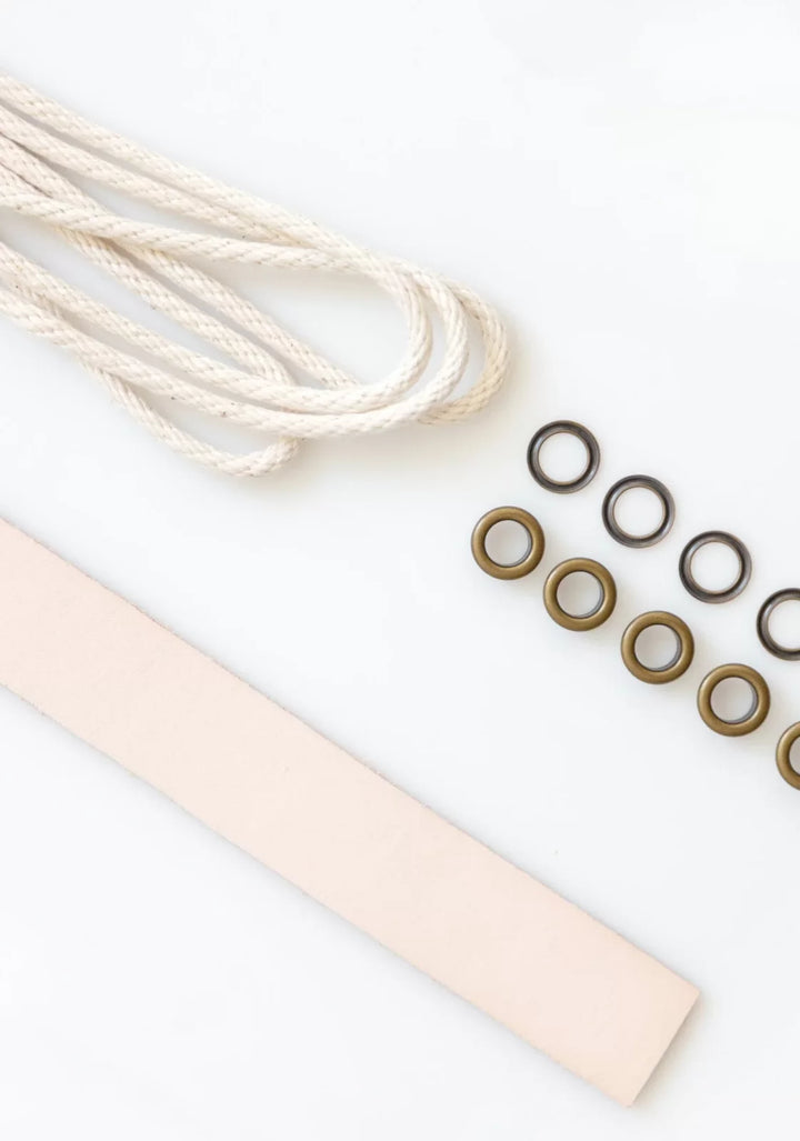 Grainline Studio Field Bag Notions Kit with grommets, cotton cord, and leather handle for DIY sewing