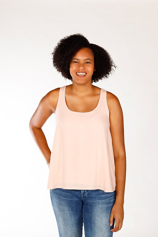 Allie Olson Elio Top sewing pattern with faux wrap silhouette and sleeve length options