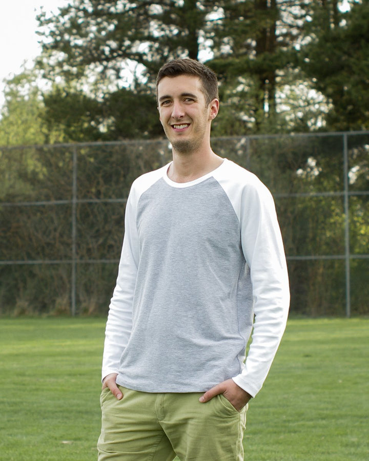 Thread Theory Sayward Raglan sewing pattern casual t-shirt with curved raglan seams and slim sleeves
