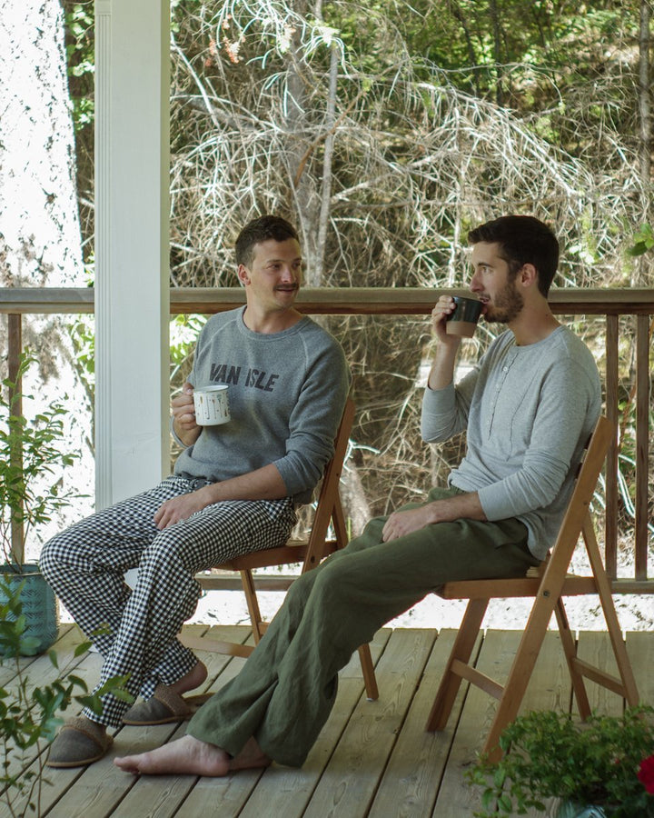 Thread Theory Eastwood Pajamas sewing pattern classic straight-leg pajama pants with elastic waistband and optional patch pocket