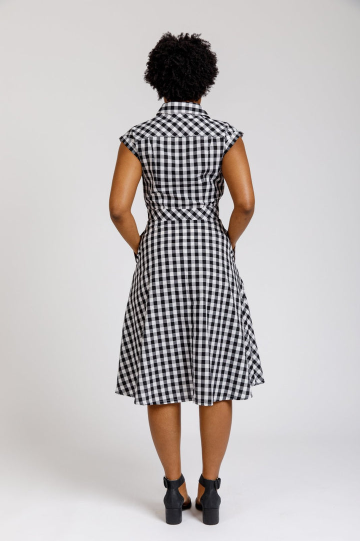 Megan Nielsen Matilda sewing pattern utility-style shirt dress with pleated pockets and A-line skirt