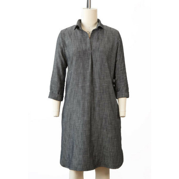 Liesl + Co Gallery Tunic and Dress sewing pattern with pleated placket and shirttail hem