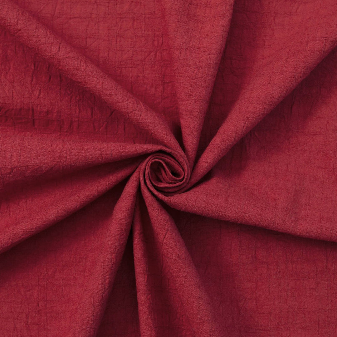 Japanese Cotton Wrinkled Dobby in Brick fabric with textured crumpled weave
