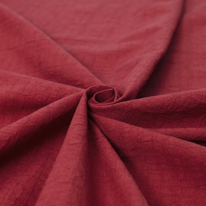 Japanese Cotton Wrinkled Dobby in Brick fabric with textured crumpled weave