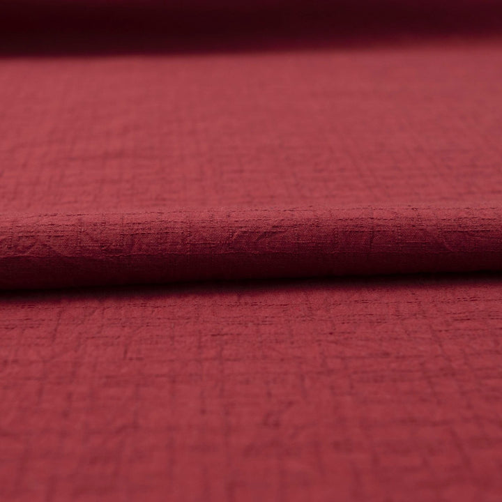 Japanese Cotton Wrinkled Dobby in Brick fabric with textured crumpled weave