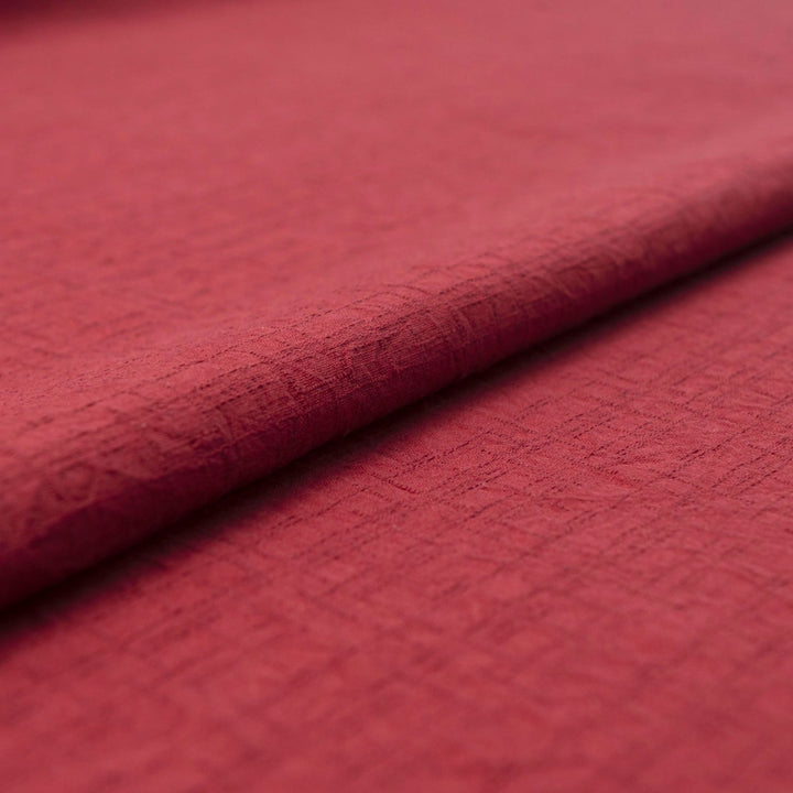 Japanese Cotton Wrinkled Dobby in Brick fabric with textured crumpled weave