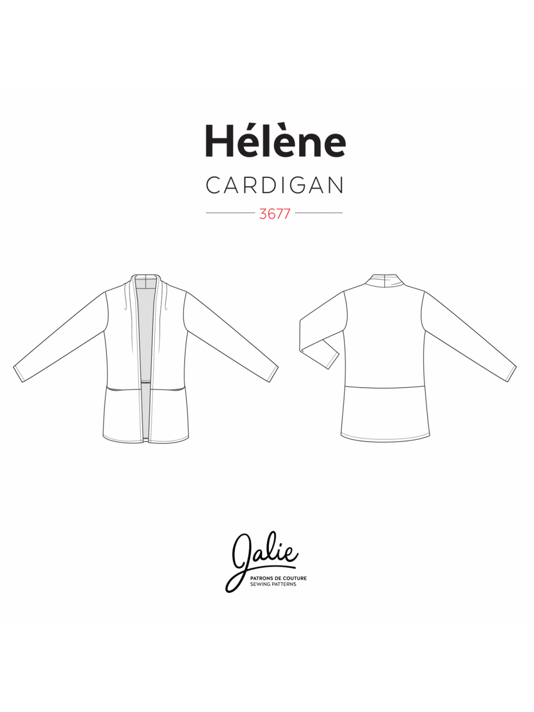 Jalie Helene Shawl Collar Cardigan sewing pattern – open-front cardigan with draping and pockets