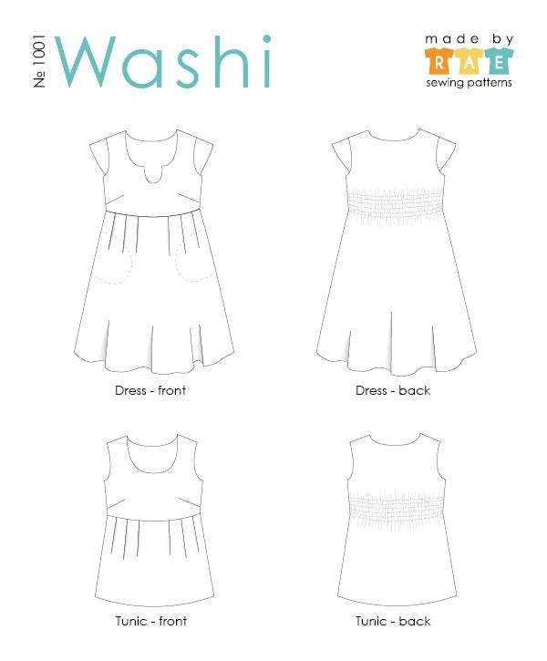 Made by Rae Trillim dress or top with scoop neckline, shirring back, and pockets in cotton fabric