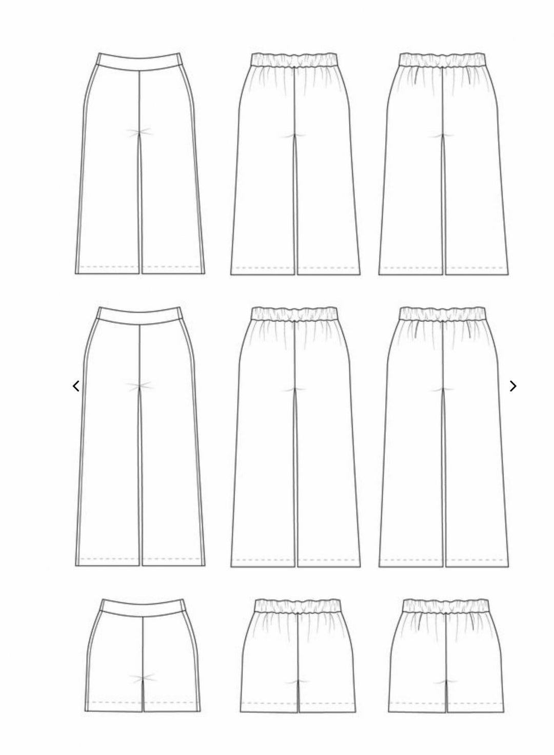Cashmerette Calder Pants & Shorts sewing pattern with wide-leg design, three length options, and inclusive sizing