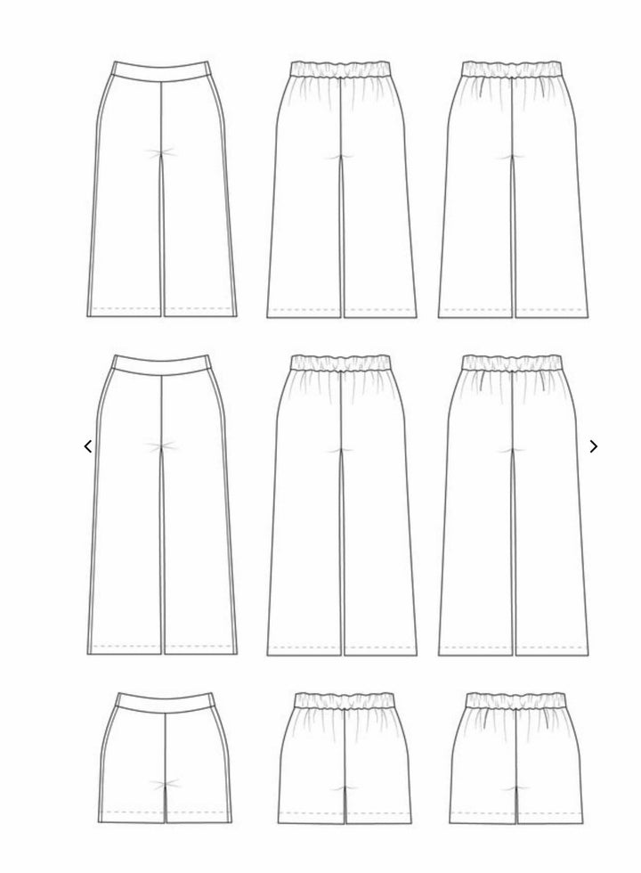 Cashmerette Calder Pants & Shorts sewing pattern with wide-leg design, three length options, and inclusive sizing