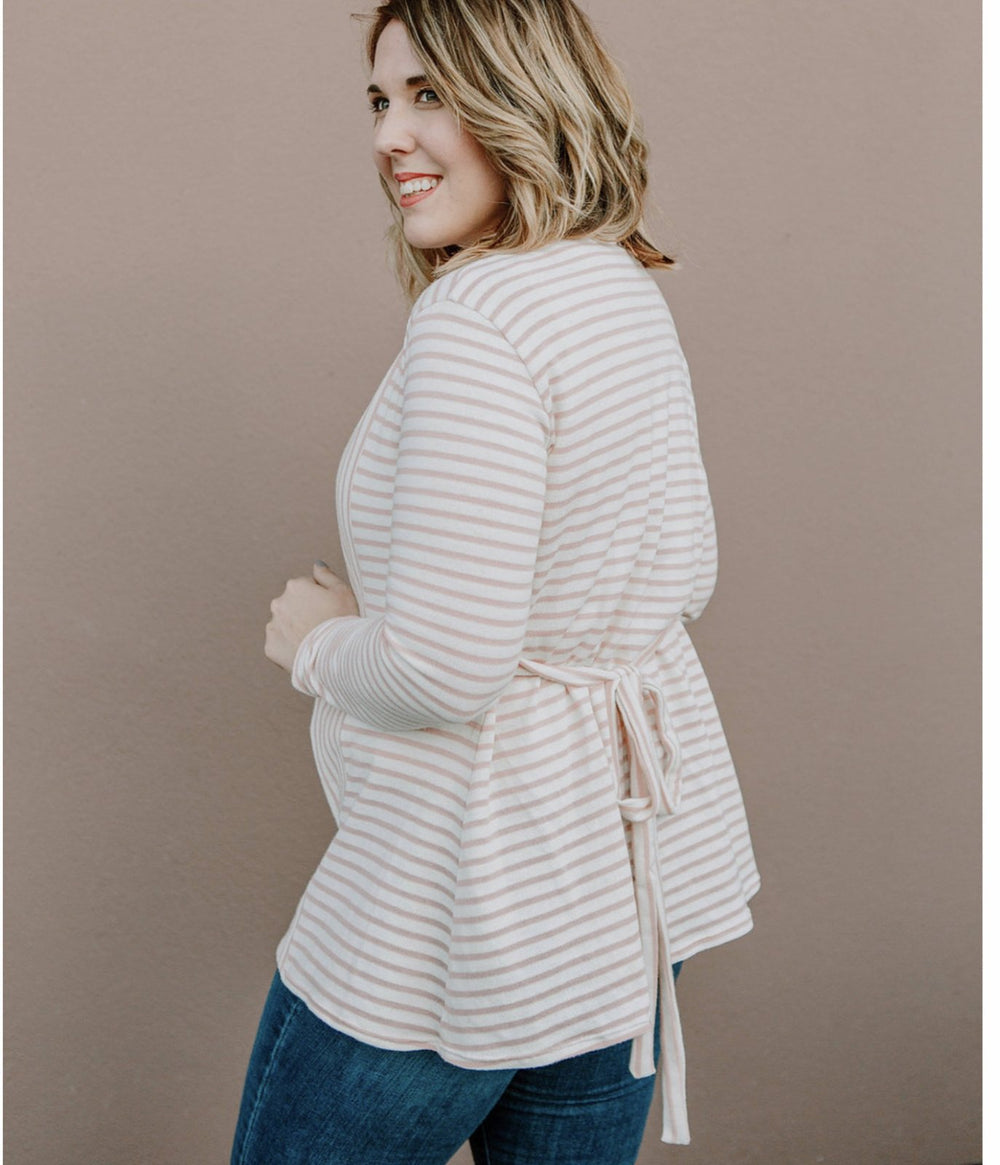 Sew to Grow Fall in Love Cardigan sewing pattern – waist tie cardigan for knit or woven fabrics