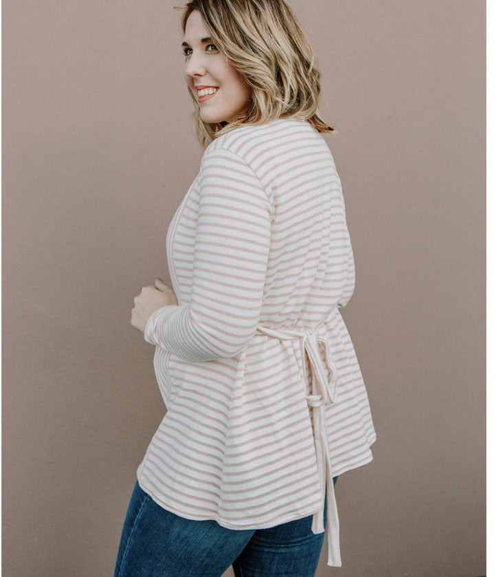 Sew to Grow Fall in Love Cardigan sewing pattern – waist tie cardigan for knit or woven fabrics