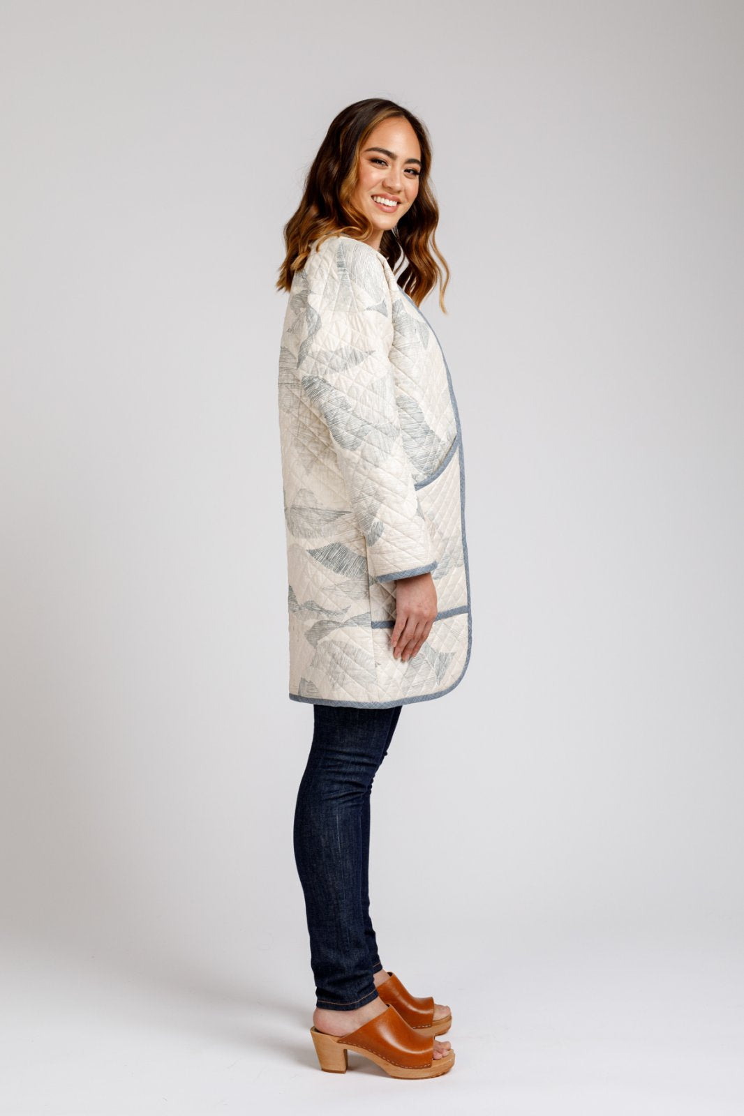 Megan Nielsen Hovea sewing pattern loose-fit drop shoulder jacket and coat with pockets and optional quilting
