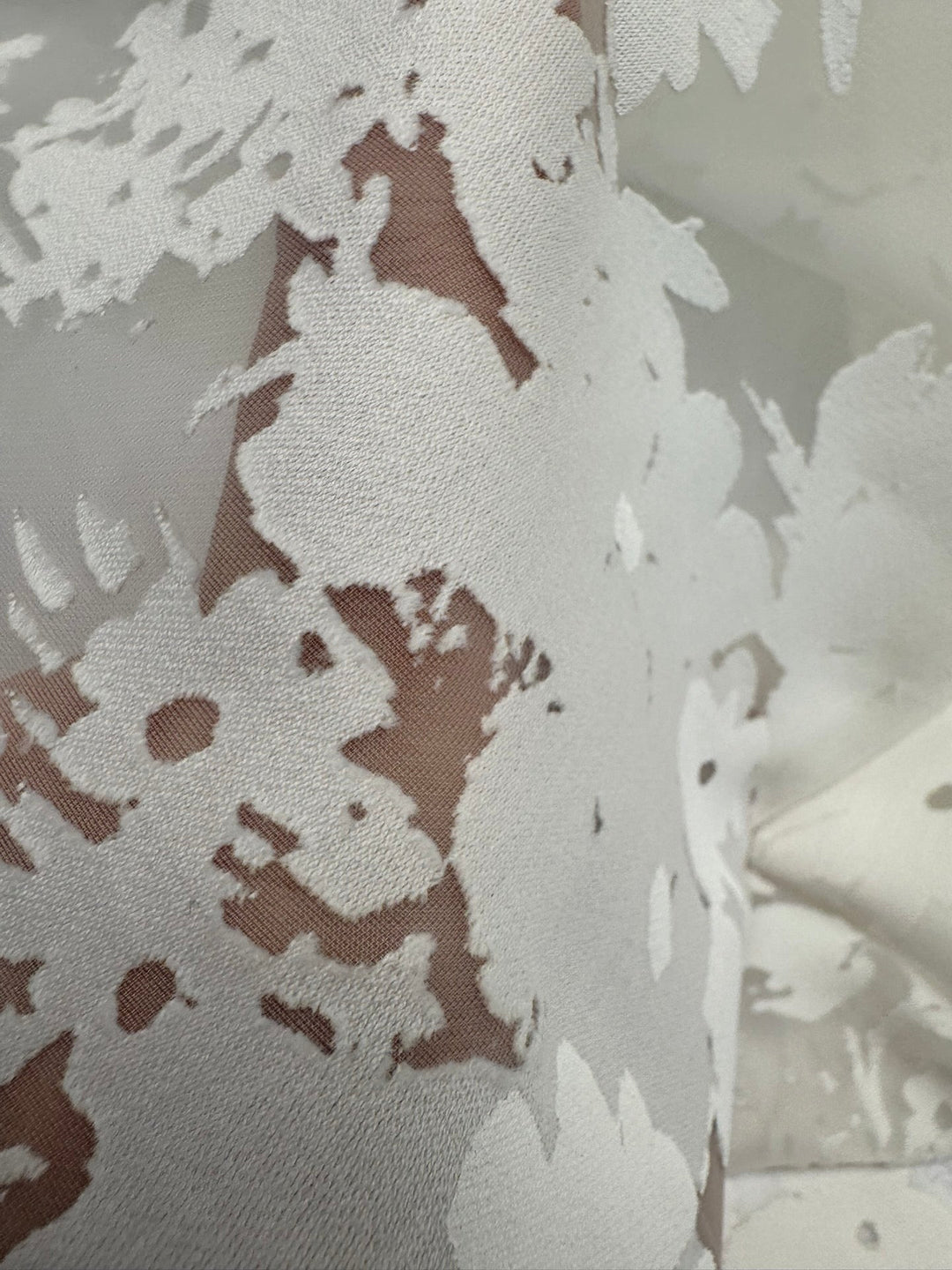 Jacquard and Mesh Woven in White