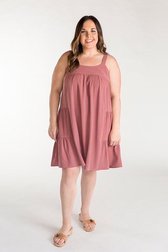 Chalk & Notch Marcel Dress & Tank Top sewing pattern with fitted high bust and flowing silhouette