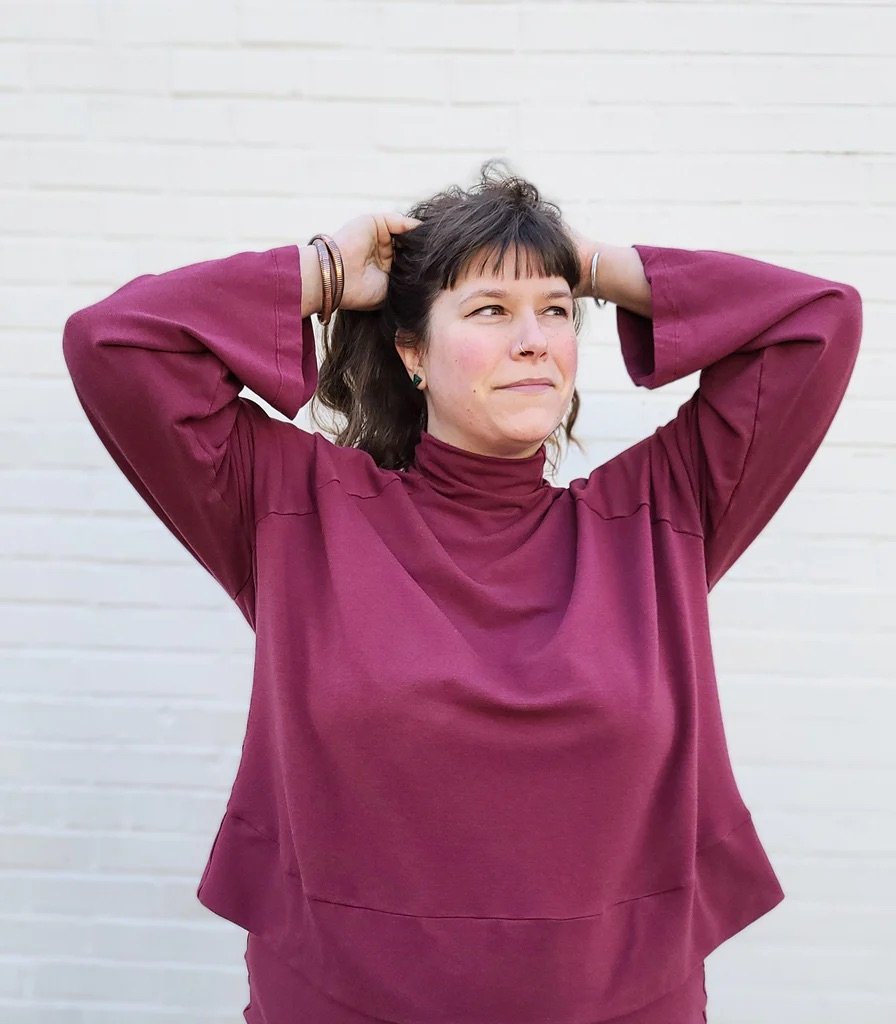 Christine Haynes Verano Tank in lightweight knit fabric, sleeveless summer top sewing pattern