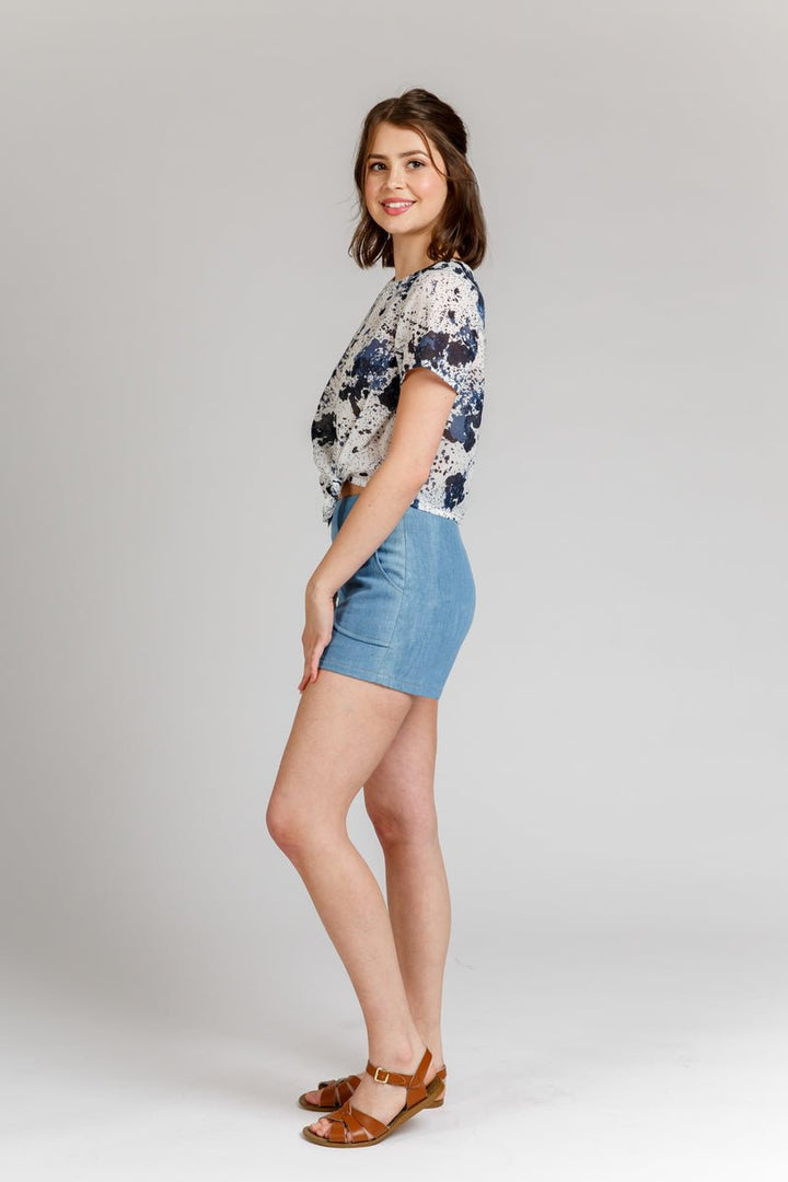 Megan Nielsen - Harper sewing pattern for stylish shorts or pleated skort with pockets, full lining, and modern fit in sizes XS–XL