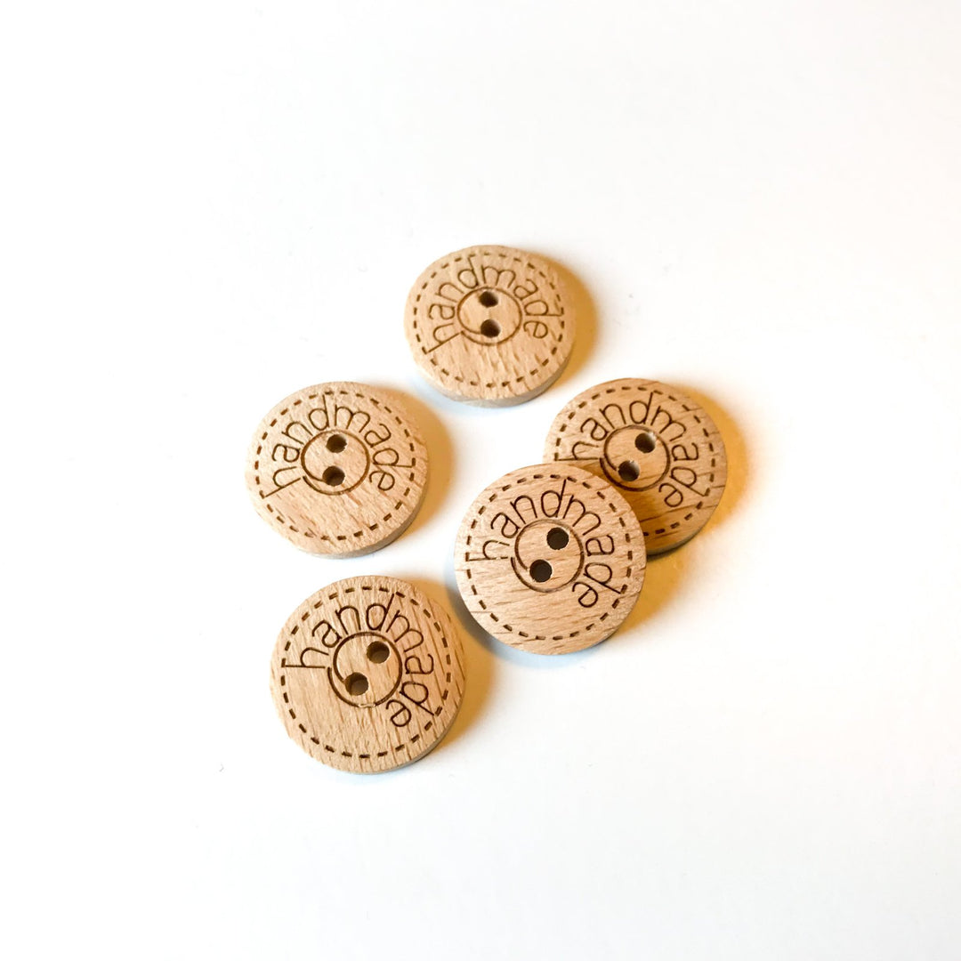Handmade Wooden Buttons for Sewing – Natural Two-Hole Buttons in Multiple Sizes (15mm, 18mm, 23mm)
